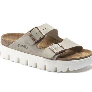 Birkenstock Arizona Chunky Platform Suede Sandals Taupe EU 39 / US 8–8.5